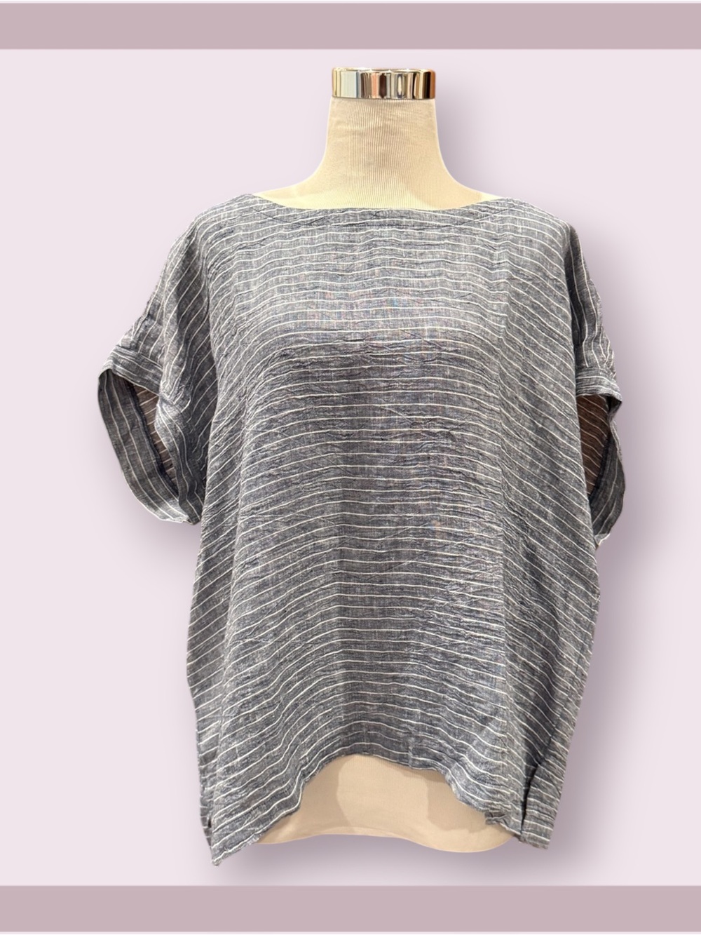 Eileen Fisher Puckered Organic Linen Ballet Neck Top - Picture 2 of 6
